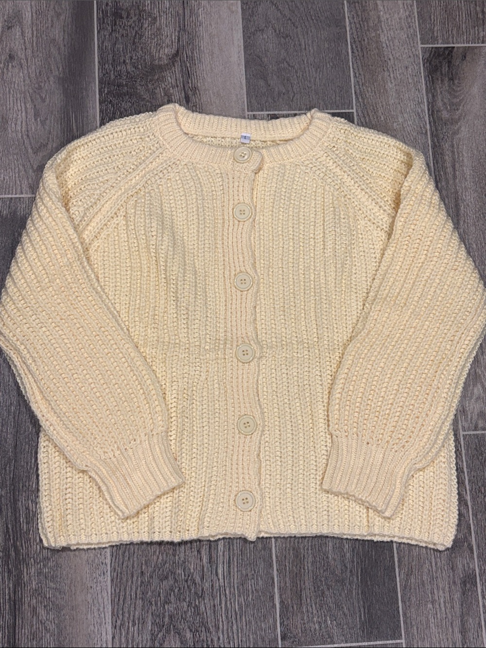 Chunky Knit Creamy Butter Yellow Button-Front Knit Women's Sweater